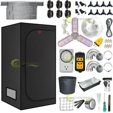 40"x24"x80" Grow Tent Kit w/ LED Full Spectrum Grow Light+Inline Fan+Timer+Tools