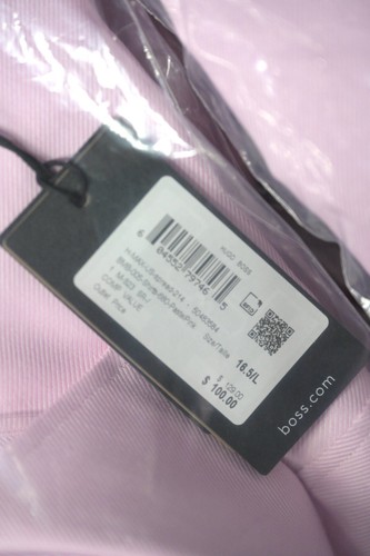 Hugo Boss Mens Max Easy Iron Sharp Stretch Cotton Pink Dress Shirt 43 17 34/35 - Picture 10 of 20
