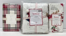 NEW Pottery Barn KIDS Heritage Santa Toddler/Crib Quilt, Sheet & Plaid Bed Skirt