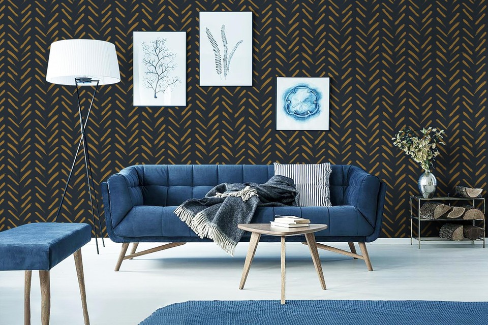 vovoyager Modern Stripe Peel and Stick Wallpaper 16.1In X 78.7In Navy