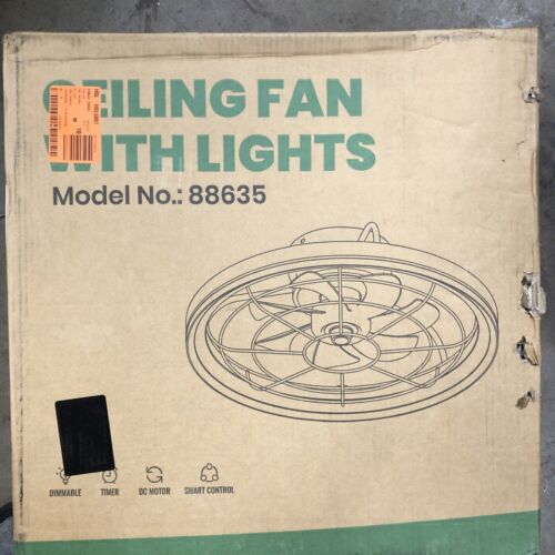 FANNEHONNE 19 in. Indoor Integrated LED Modern Farmhouse Ceiling Fan with Light, - Picture 3 of 4