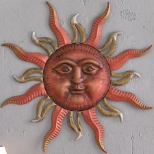 MOCOME 31" Large Metal Sun Wall Decor Outdoor Sun Art Wall Decor Large Wall A...