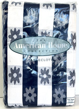 American Home Collection Tablecloth LAZY DAISY 60 X104 Oblong Blue White NEW