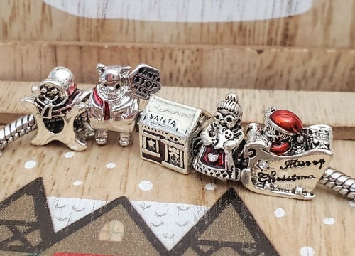 Mrs Clause Gingerbread Workshop Santa Sleigh Bear Christmas European Bead Charm - Picture 10 of 12