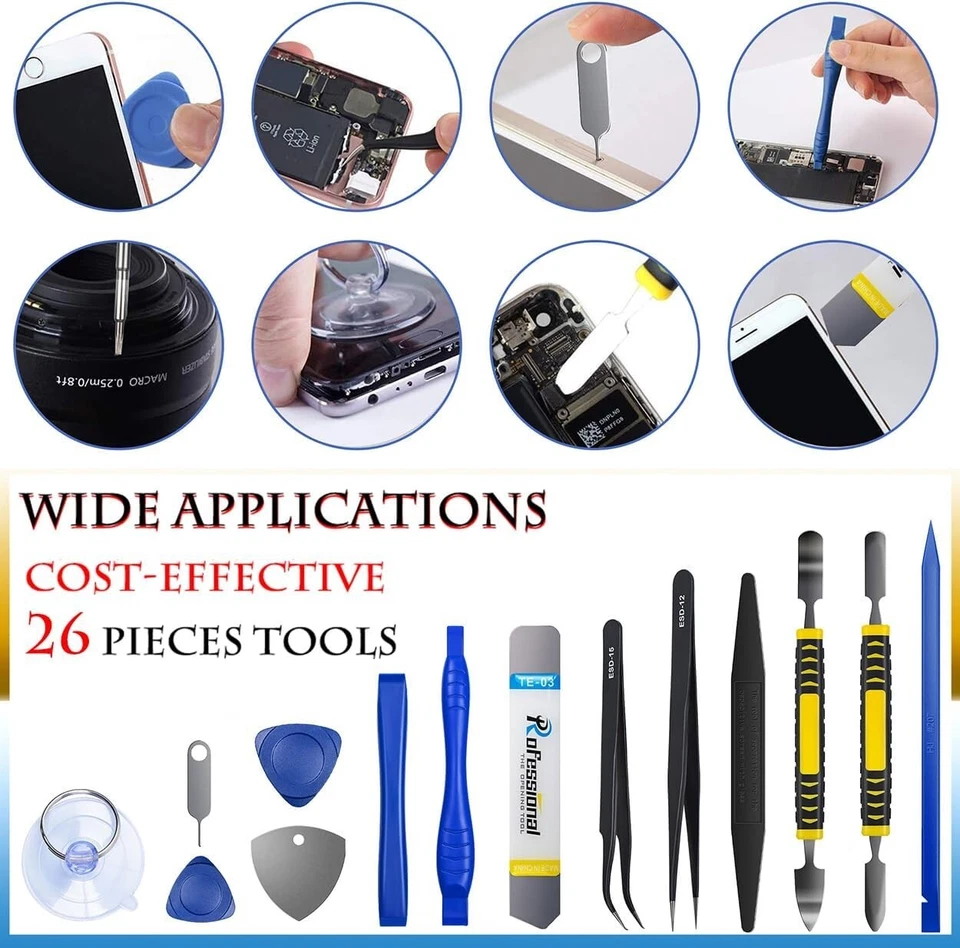 Kit de herramientas de reparación de 26 piezas para iPhone, iPad, Xbox, PS4 y más Foto 4 de 4