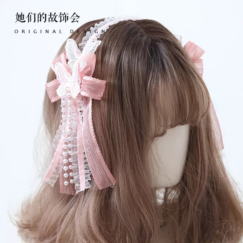 Japanese Kawaii Lolita Hand-made Hair Accessories For Girls Pink Hair Band