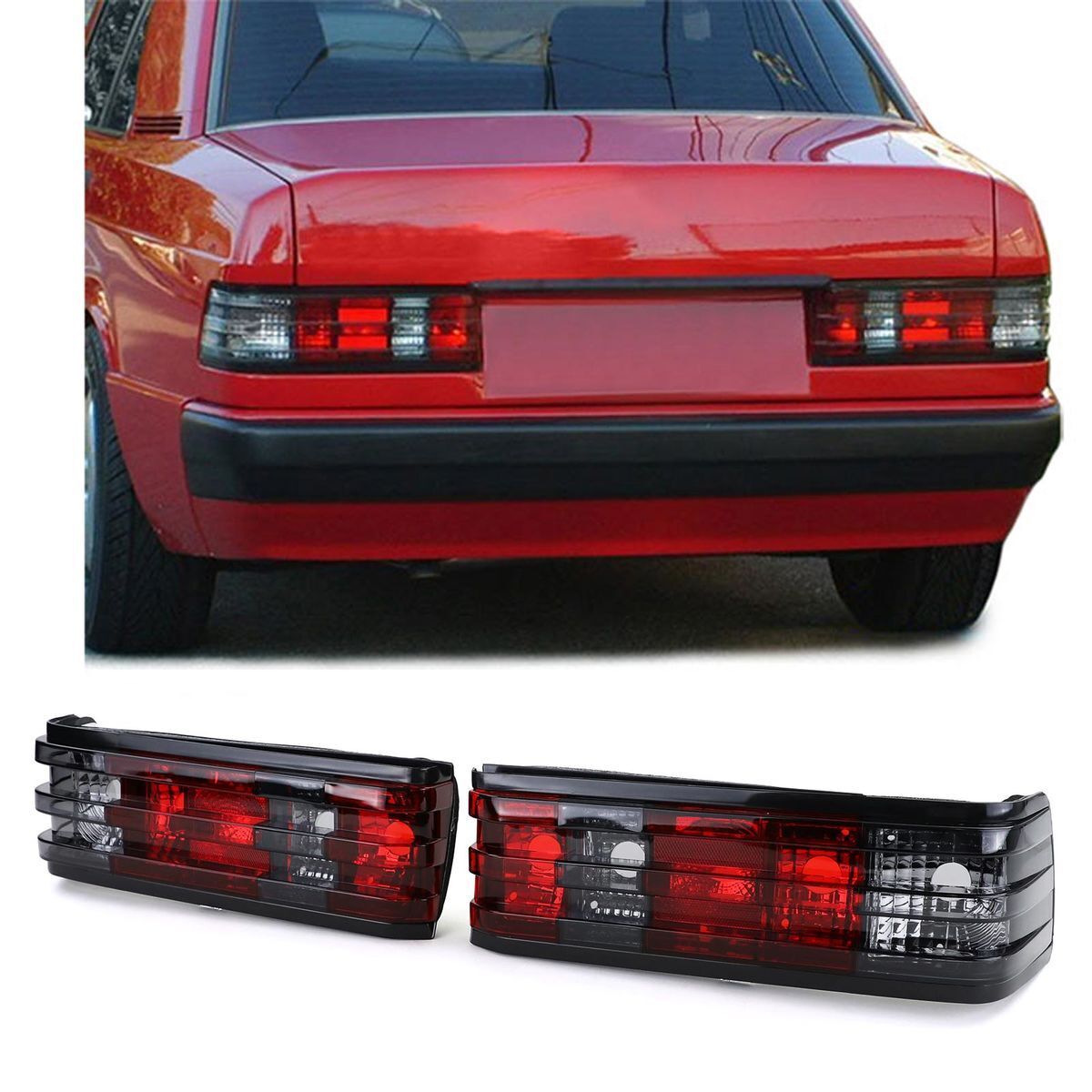 スケールモデル 新作 1982-1993 Mercedes 190E W201 Exclusive Red Smoked Taillights パーツ