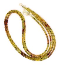 Natural Gem Multi Sapphire 3 mm Size Faceted Rondelle Beads Necklace 17"