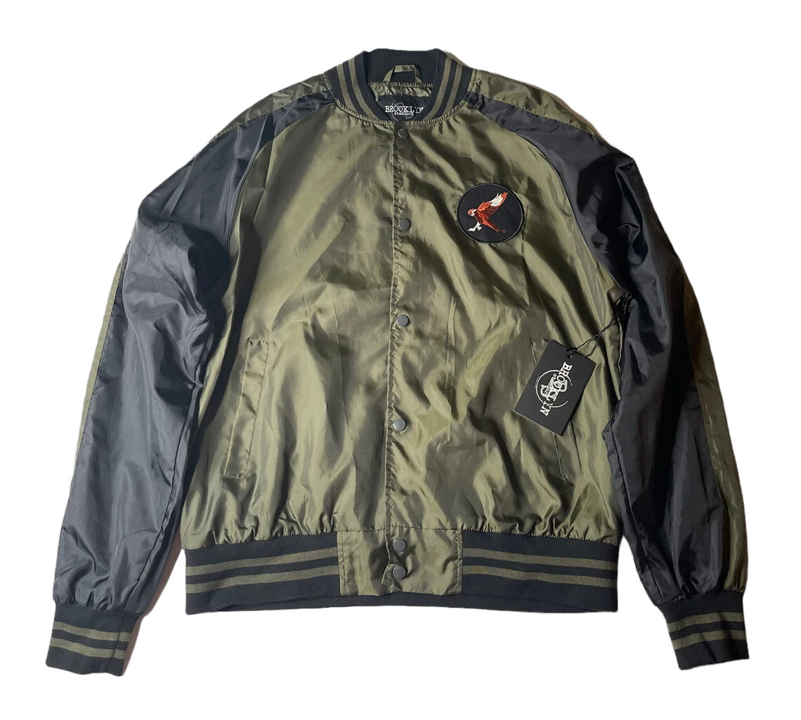 Patched bomber shop jacket mens