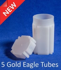 Coin Safe Lot Of 5 Square Tubes For Gold Eagle Size 33mm 1/2 Oz Commemorative