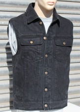 schwarze Jeansweste Scorp24, mit Innenfutter + RV-Taschen,  Denim, Kutte, Biker