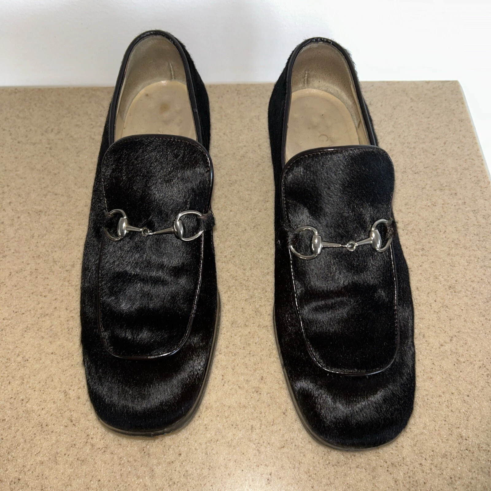 Chaussures femme Gucci mocassins noirs poney crin de cheval mors de cheval pointure 6,5 époque Tom Ford