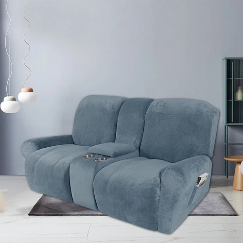 2-Sitzer Stretch Liegesofa Bezug Samt Schonbezug mit Getränkehalter Mittelkonsole - Bild 54 von 104