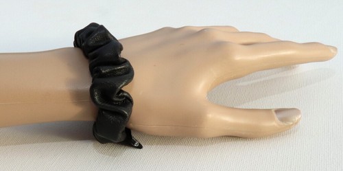 Leather Hair Bands Scrunchie Bracelet Accessories Nappa Coffee Black Brown - Picture 3 of 4