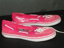 SPERRY TOP-SIDER Girl's 3M BISCAYNE 1 EYE Hot Pink Sequins EUC