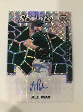 2021 Panini Mosaic Baseball A.J. Puk Auto Prizm Scripts Rookie Card #SCR-AP 💎