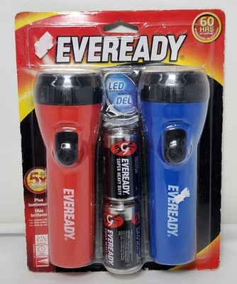Eveready Blue & Red LED Flashlights   New/Sealed