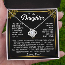 To My Daughter Love Dad, Necklace Knot pendant, Gift from Father Daddy Girls