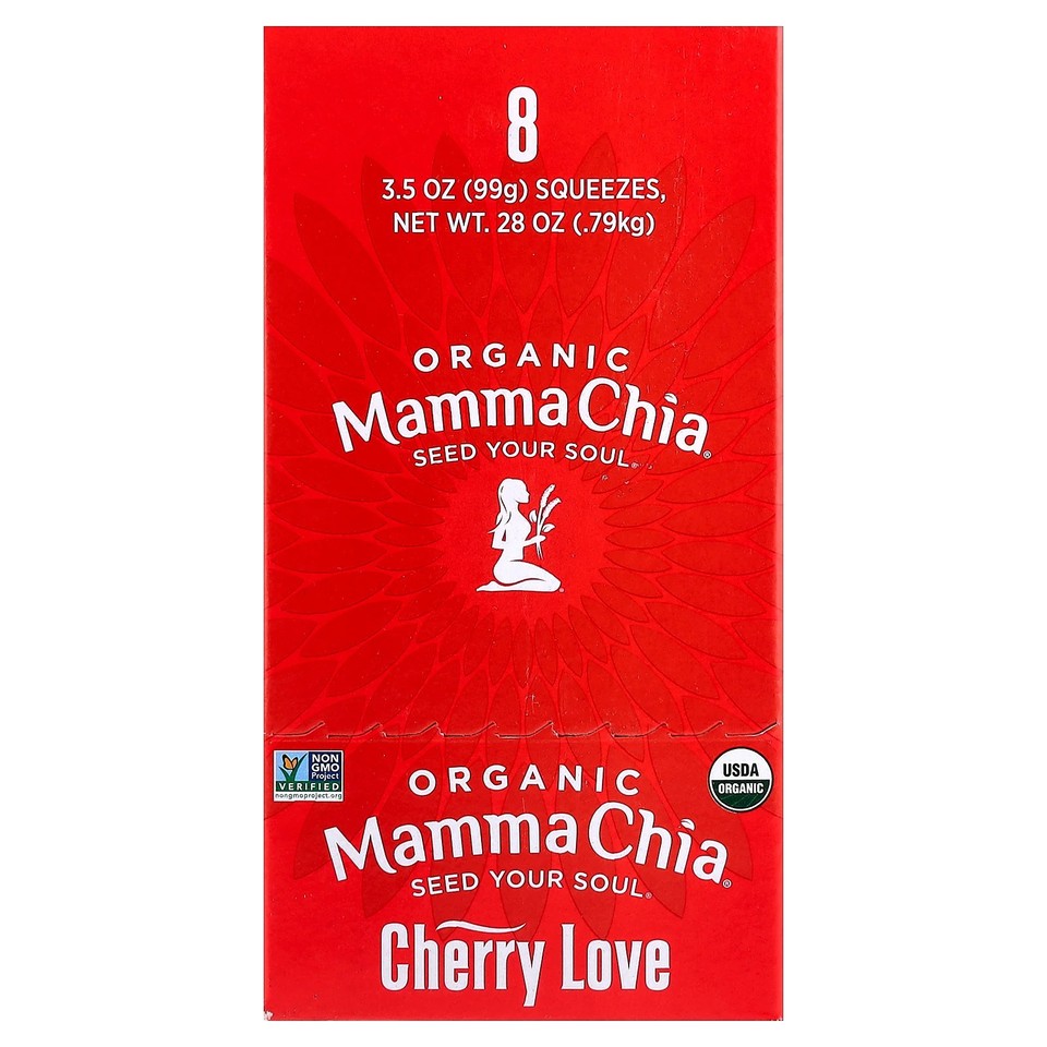 Organic Chia Squeeze®, Vitality Snack, Cherry Love, 8 Squeezes, 3.5 oz (99 g)
