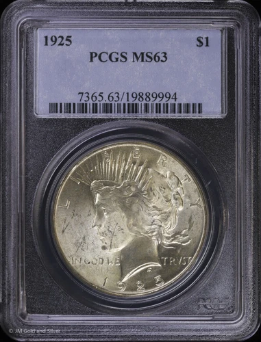 1925-P $1 Peace Silver Dollar PCGS MS 63 | Uncirculated UNC