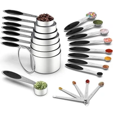 Wildone Stainless Steel Measuring Cups & Spoons Set - 21 Piece, 8 Nesting Met...