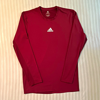 adidas Techfit Men's XL Red Compression Long Sleeve Crew Neck Polyester Logo