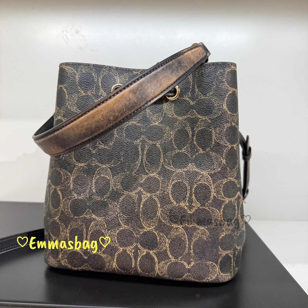 Coach Rowan Bucket Bag Loved Signature Canvas With Charms Gold