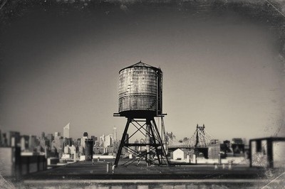 A Rusty Water Tower on a Rooftop of Queens New York City NYC Photo Photograph Co