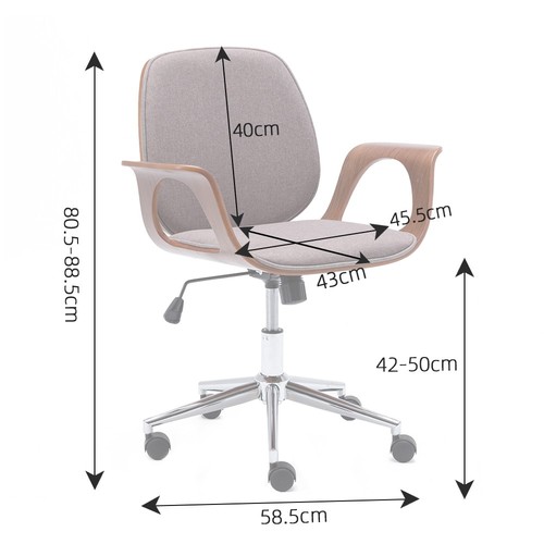 Wohnzimmersessel Fine Linen Bürostuhl Braun Verstellbare Rückenlehne - Bild 4 von 7