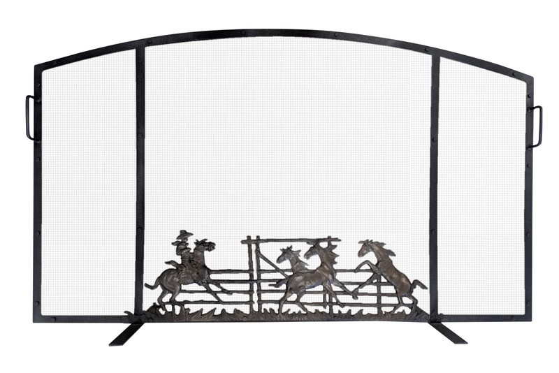 John B. Mortensen Western Motif Fireplace Screen/Fireguard, 62″W, PA6965JE