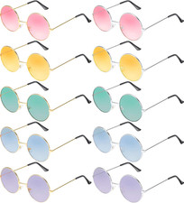 10 Pairs John Hippie Sunglasses Retro round 60'S Style Circle Sunglasses Eyewear