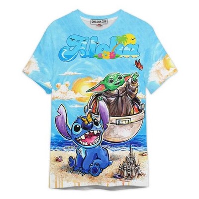 Star Wars Stitch And Baby Yoda Summer Gift For Fans Unisex 3D T shirt Owl O