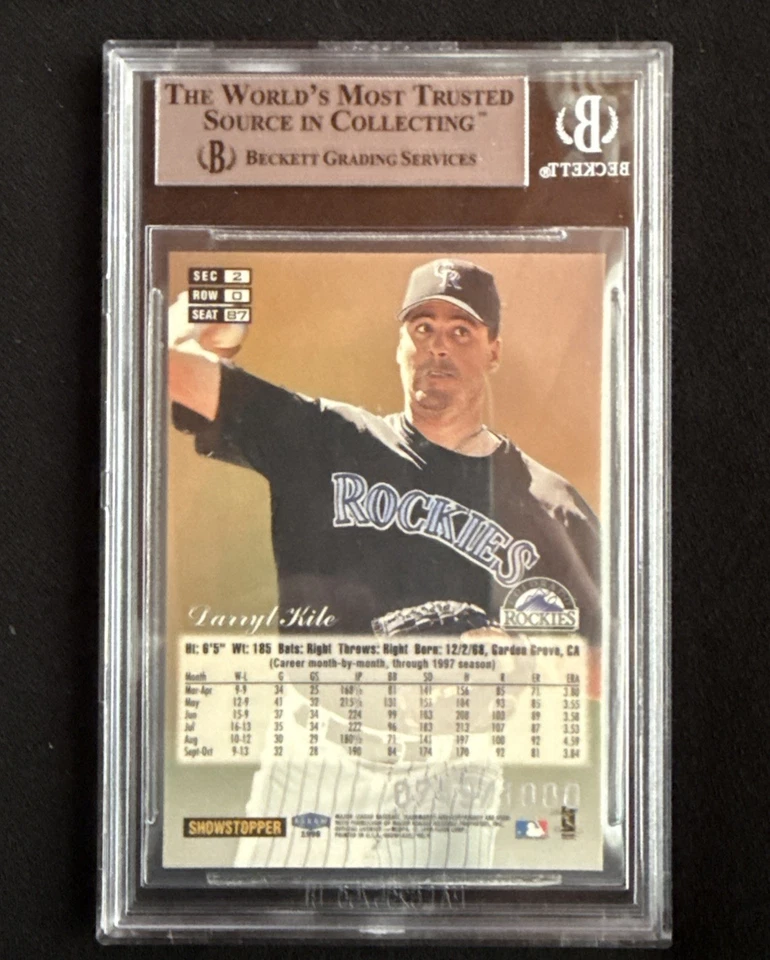 1998 Flair Showcase Row O Sec 2 座 87 Darryl Kile 749/1000 Beckett 9 级 — 第 2/3 张图片