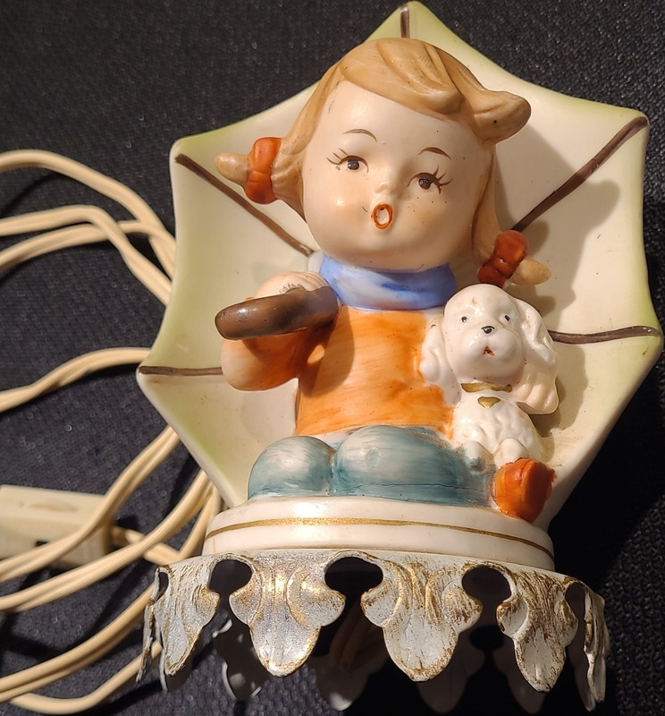 Industries Laboratories Inc. Ceramic Accent Lamp Girl with Dog Antique White