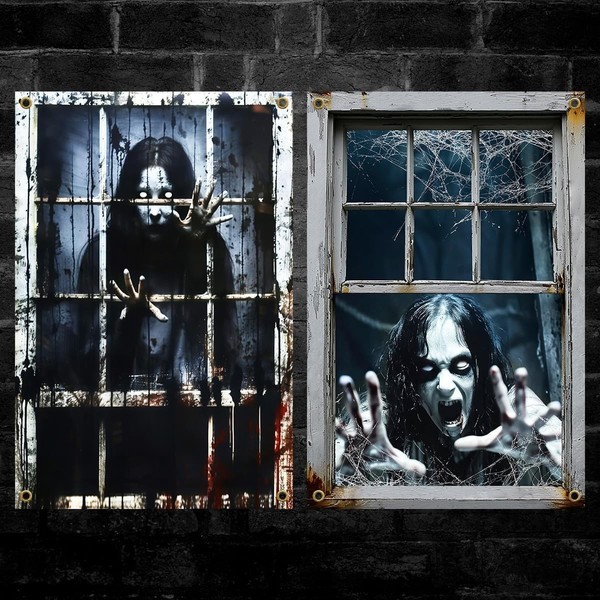 Halloween Deko Fensterbilder 120X80 Gruselige Horror Dekoration FüR Garten-image