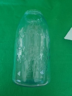 MASON'S PATENT NOV 30TH 1858 HALF GALLON FRUIT JAR Heroes Cross Light Blue