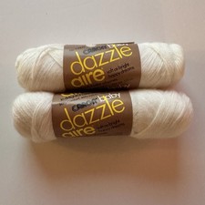 NOS Vintage Caron Baby Dazzleaire Yarn Lot Of 2 White 3 Ply 1.5 oz