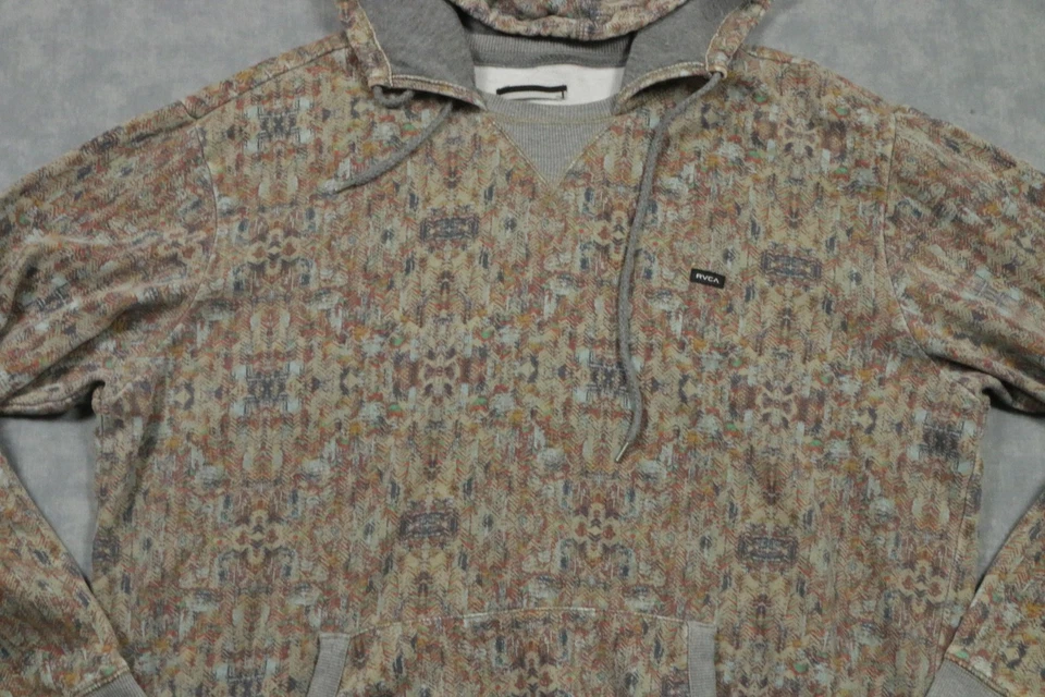 RVCA Sudadera con Capucha Para Hombres XL Gris Multicolor Pullover Sudadera Canguro Bolsillo Vellón Foto 2 de 4