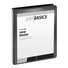 Just Basics Basic View 3-Ring Binder, 1" Round Rings, Black