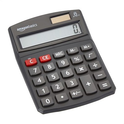 Amazon Basics LCD 8-Digit Desktop Calculator, Portable and Easy Small, Black 