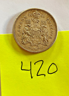 1961 Silver Canada 50 cent coin no reserve auction!! (420)