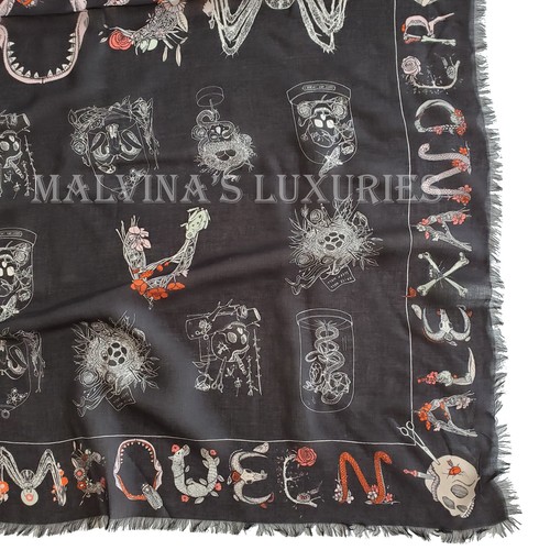 ALEXANDER MCQUEEN SCARF SKULL CABINETS PRINT BLACK MODAL SILK SQUARE 54" $475 - Picture 17 of 22