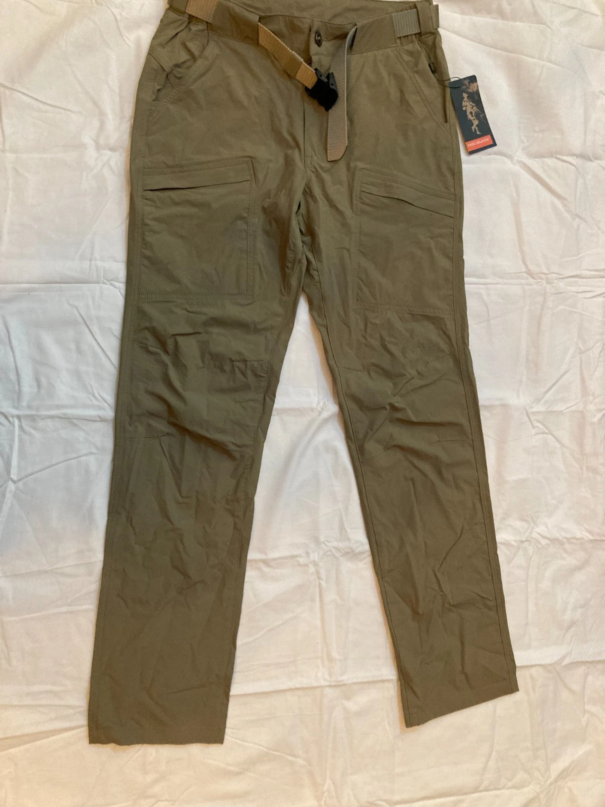 Free Solider,Outdoor Cargo Hiking Pants w Belt Mens Pants, 32 by 34, Color Mud
