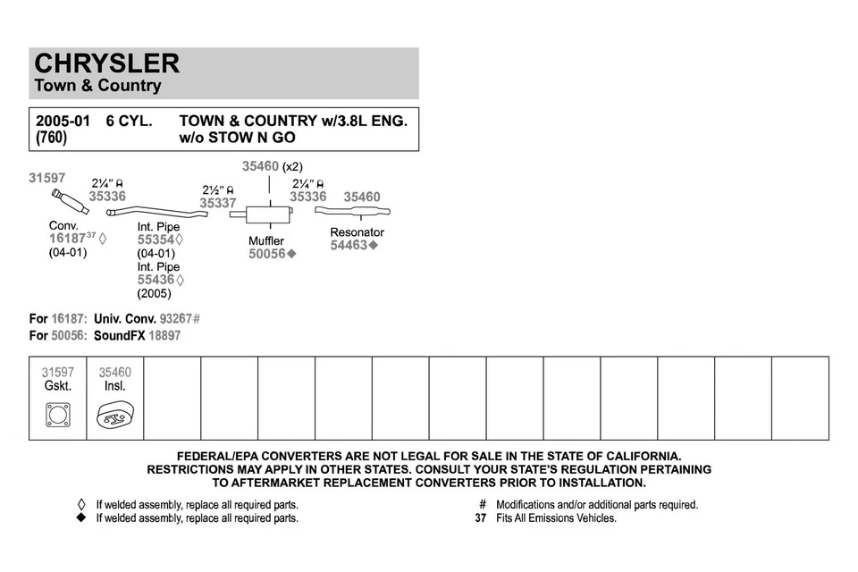 For Dodge Grand Caravan 01-05 Exhaust Muffler SoundFX Aluminized Steel Oval Foto 3 de 4