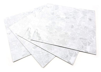 ROSEROSA Peel and Stick Engineered PVC Tiles Marble Granite White/Gray 