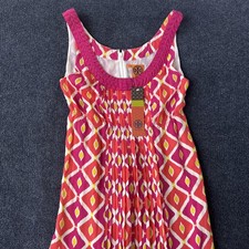 Tory Burch Dress Womens 10 Pink Diamond 981 Fiora Sleeveless Pleated Ikat Lined