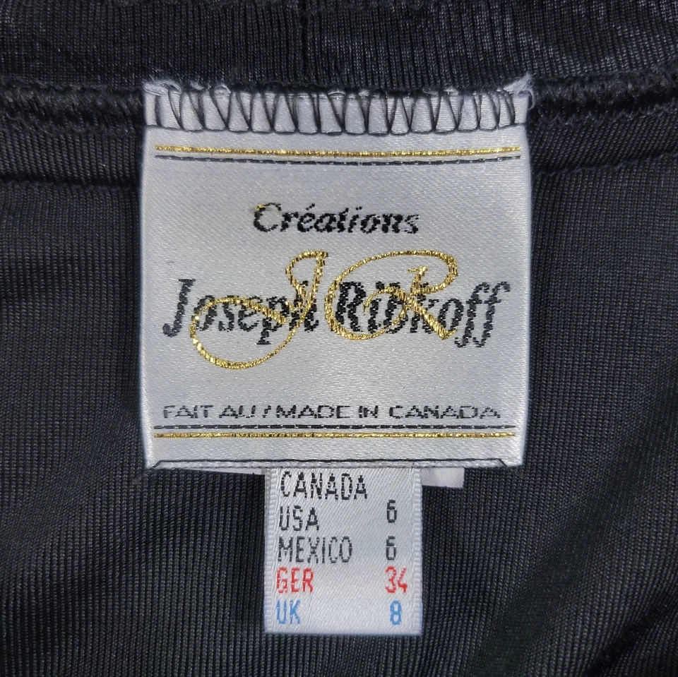 Maxi Vestido Vintage Joseph Ribkoff Para Mujer 6 Negro Slinky Elástico Línea A Años 70 80 Foto 3 de 4