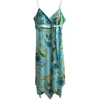 Vintage Studio Y Y2K Dress 15 Blue Floral Mesh Babydoll Asymmetrical Fairy Hoco