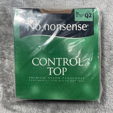 No Nonsense Control Top Pantyhose - Tan Color Reinforced Toe Size Q2 - New