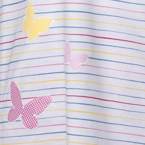 Ladies Jersey Cotton Striped Pyjamas Butterfly Top & Plain 3/4 Bottoms PJs Set - Imagen 21 de 27